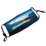 yanfind Lake Sunset Bali Evening Dawn Sea Clouds Watercrafts Beach Sun Beautiful Dark Dust Washable Reusable Filter and Reusable Mouth Warm Windproof Cotton Face