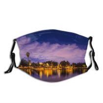 yanfind Lake Sunset Evening Dawn Clouds Beach Sun Trees Outdoors Sky Dusk Reflection Dust Washable Reusable Filter and Reusable Mouth Warm Windproof Cotton Face