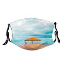 yanfind Idyllic Tropical Shore Wooden Vacation Daylight Exotic Relaxation Recreation Leisure Sea Clouds Dust Washable Reusable Filter and Reusable Mouth Warm Windproof Cotton Face
