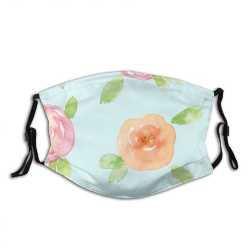 yanfind  Spring Flower Vintage Garden Blooming Romantic Plant Retro Watercolor Peony Cute Dust Washable Reusable Filter and Reusable Mouth Warm Windproof Cotton Face
