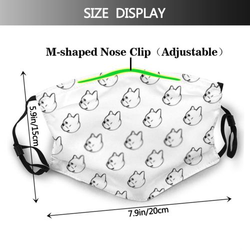 yanfind Frenchie Comic Cute Seamless Dog Puppy Simple Bg French Design Face Pet Dust Washable Reusable Filter and Reusable Mouth Warm Windproof Cotton Face