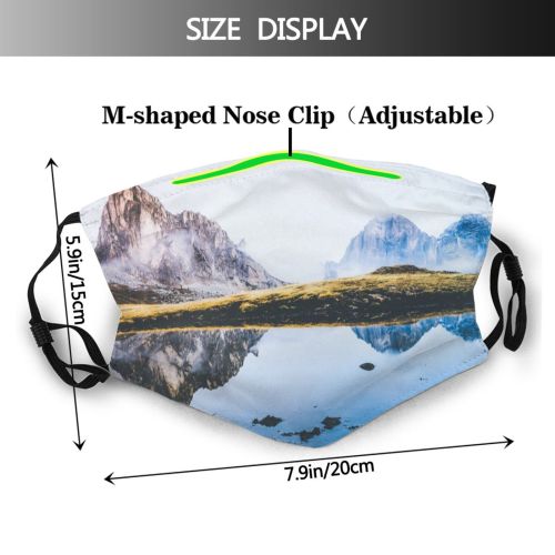 yanfind Ice Glacier Lake Daylight Frost Reflections Frosty Mountain Icy Clouds Daytime Frozen Dust Washable Reusable Filter and Reusable Mouth Warm Windproof Cotton Face