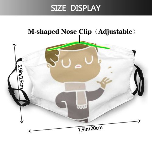 yanfind Free Artwork Cute Arrogant Doodle Quirky Shut Eyes Aloof Colour Art Retro Dust Washable Reusable Filter and Reusable Mouth Warm Windproof Cotton Face