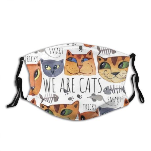 yanfind Isolated Decor Young Fashion Cat Kitty Cute Grey Colorful Font Child Baby Dust Washable Reusable Filter and Reusable Mouth Warm Windproof Cotton Face