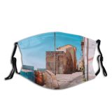 yanfind Bucolic Architecture Italy Street Mediterranean Town Ancient Scenic Medieval Village Island Travel Dust Washable Reusable Filter and Reusable Mouth Warm Windproof Cotton Face