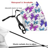yanfind Abstract Butterfly Garden Elegant Fashion Cute Flying Insect Seamless Colorful Wildlife Beauty Dust Washable Reusable Filter and Reusable Mouth Warm Windproof Cotton Face