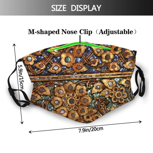 yanfind Texture Statue Golden Metal Classical Gold Design Art Historical Shapes Ornament Buddhism Dust Washable Reusable Filter and Reusable Mouth Warm Windproof Cotton Face