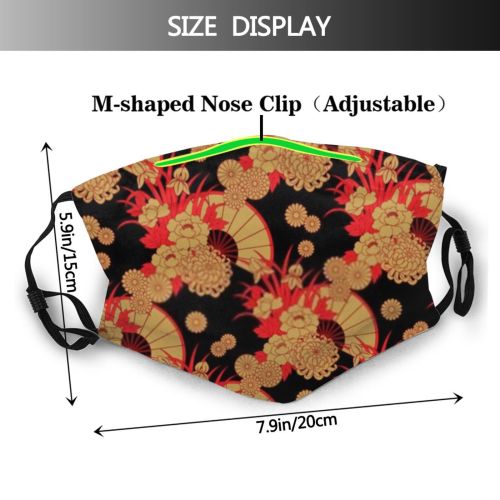 yanfind  Spring Flower Chrysanthemum Decor Vintage Blooming Kimono Packaging Nippon Traditional Peony Dust Washable Reusable Filter and Reusable Mouth Warm Windproof Cotton Face