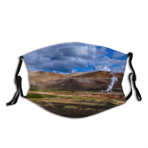 yanfind Idyllic Countryside Grass Clouds Rural Tranquil Scenic Scenery Sky Mountains Field Dust Washable Reusable Filter and Reusable Mouth Warm Windproof Cotton Face
