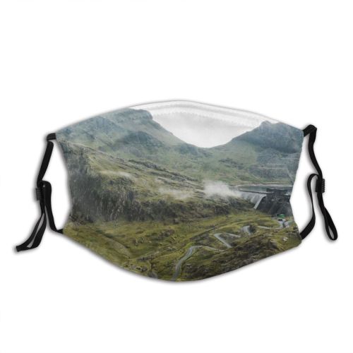yanfind Idyllic Shot Mountain Road Tranquil Drone Scenery Rural Outdoors Wilderness Peaceful Range Dust Washable Reusable Filter and Reusable Mouth Warm Windproof Cotton Face