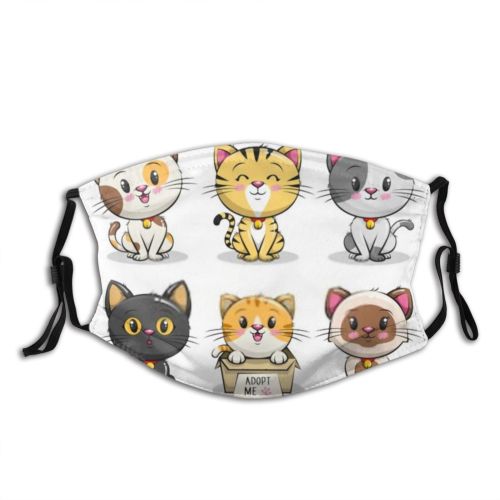 yanfind Isolated Meow Cat Cute Sweet Face Pet Cats Love Heart Fun Happy Dust Washable Reusable Filter and Reusable Mouth Warm Windproof Cotton Face