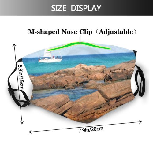 yanfind Clear Vehicle Azure Reef Coast Australia Shore Sea Boat Ocean Rocks Sailboat Dust Washable Reusable Filter and Reusable Mouth Warm Windproof Cotton Face