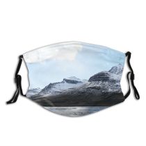 yanfind Ice Lake Daylight Frosty Mountain Daytime Frozen Capped Majestic High Mountains Peak Dust Washable Reusable Filter and Reusable Mouth Warm Windproof Cotton Face