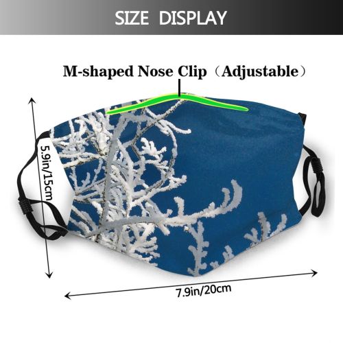yanfind Winter Plant Twig Tree Branch Frost Winter Freezing Snow Scene Dust Washable Reusable Filter and Reusable Mouth Warm Windproof Cotton Face