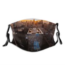 yanfind Idyllic Shot Afterglow Daylight Sunset Downtown Dawn Clouds Drone Urban Scenery High Dust Washable Reusable Filter and Reusable Mouth Warm Windproof Cotton Face