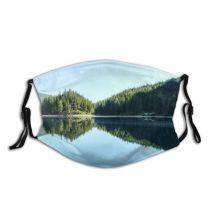 yanfind Lake Daylight Reflections Mountain Forest Clouds Scenery High Mountains Trees Outdoors Sky Dust Washable Reusable Filter and Reusable Mouth Warm Windproof Cotton Face
