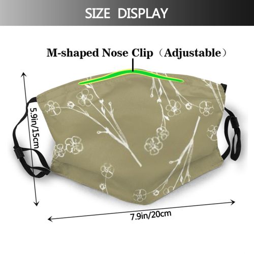 yanfind Abstract Bough Garden Decor Cute Seamless Package Cloth Summer Doodle Delicate Ornament Dust Washable Reusable Filter and Reusable Mouth Warm Windproof Cotton Face
