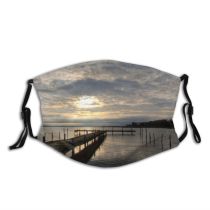 yanfind Winter HDR Horizon Lake Natural Sun Cloud Landscape Sea Sky Reflection Dock Dust Washable Reusable Filter and Reusable Mouth Warm Windproof Cotton Face