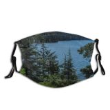 yanfind Lake Pine Mountain Forest Evergreen Scenery Capped Peak Summit Trees Outdoors Snow Dust Washable Reusable Filter and Reusable Mouth Warm Windproof Cotton Face