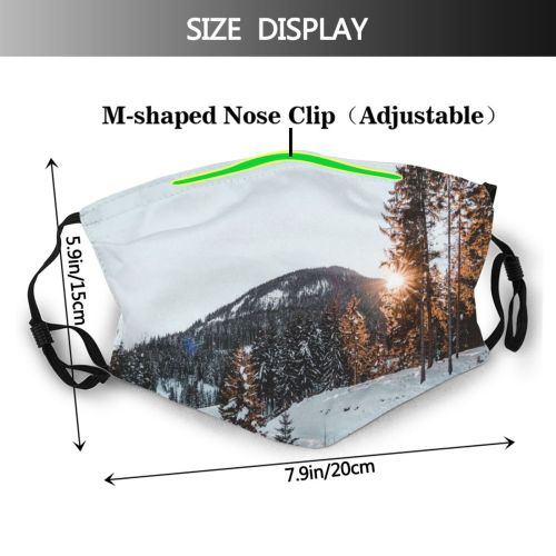 yanfind Ice Glacier Daylight Sunset Frost Hike Frosty Mountain Icy Ski Climb Evergreen Dust Washable Reusable Filter and Reusable Mouth Warm Windproof Cotton Face