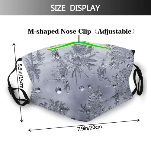 yanfind Ice Transparent Design Frost Fragiy Frozen Cool Glass Fractal Snow Abstract  Dust Washable Reusable Filter and Reusable Mouth Warm Windproof Cotton Face