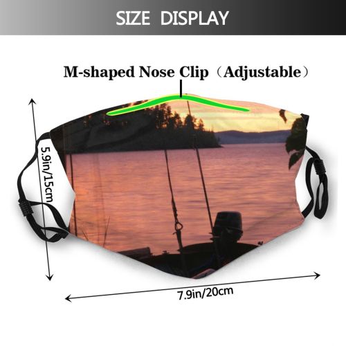 yanfind Dusk Afterglow Transportation Sunset Lake Shaman Sky Reflection Onega Vehicle Boat Evening Dust Washable Reusable Filter and Reusable Mouth Warm Windproof Cotton Face