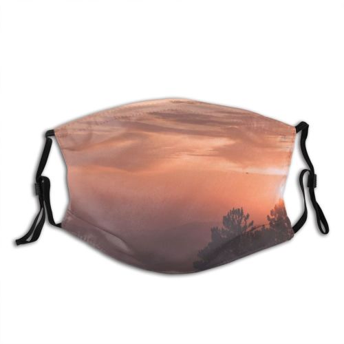 yanfind Idyllic Amazing Calm Sunset Seaside Mountain Twilight Highland Sea Magnificent Tranquil Picturesque Dust Washable Reusable Filter and Reusable Mouth Warm Windproof Cotton Face