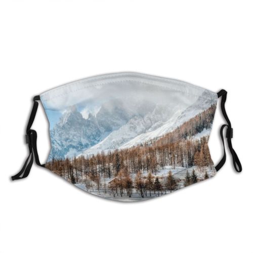 yanfind Country Ice Ski Sport Courmayeur Alps Mont Landscape Walkway Peak Scene Snow Dust Washable Reusable Filter and Reusable Mouth Warm Windproof Cotton Face