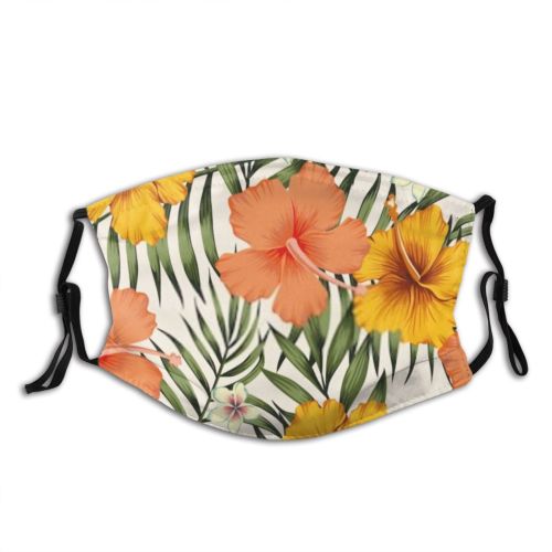 yanfind Blossom Spring Flower Hibiscus Aloha Fashion Garden Hawaiian Watercolor Plant Tropical Monstera Dust Washable Reusable Filter and Reusable Mouth Warm Windproof Cotton Face