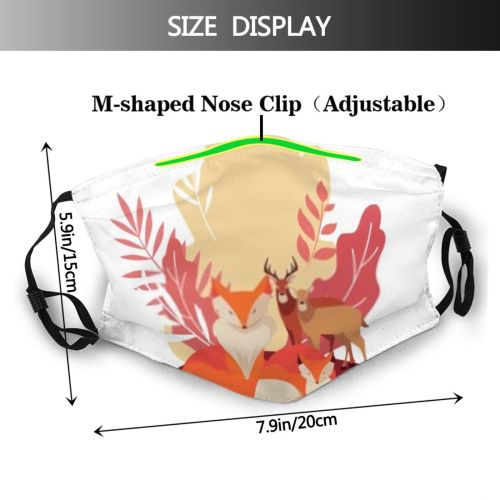 yanfind Isolated Smile Deers Little Cute Fox Woodland Wildlife Fall Autumn Female Foxes Dust Washable Reusable Filter and Reusable Mouth Warm Windproof Cotton Face