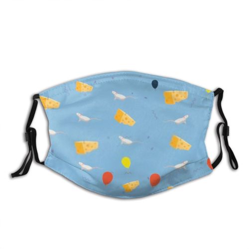 yanfind Cute Seamless Colorful Summer Doodle Design Beach Cream Backdrop Ice Cartoon Dust Washable Reusable Filter and Reusable Mouth Warm Windproof Cotton Face
