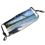 yanfind Clear Lagoon Beach Shore Sky Tropics Paradise Beach Vacation Palm Tree Tree Dust Washable Reusable Filter and Reusable Mouth Warm Windproof Cotton Face