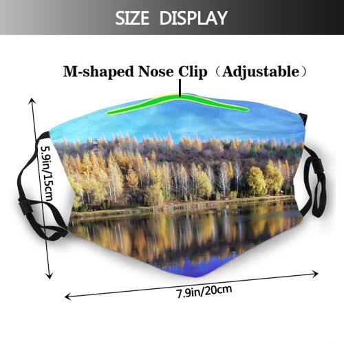 yanfind Natural Fish Wilderness Yawl Row Health Landscape Boat Reflection Sky Sculler Forest Dust Washable Reusable Filter and Reusable Mouth Warm Windproof Cotton Face