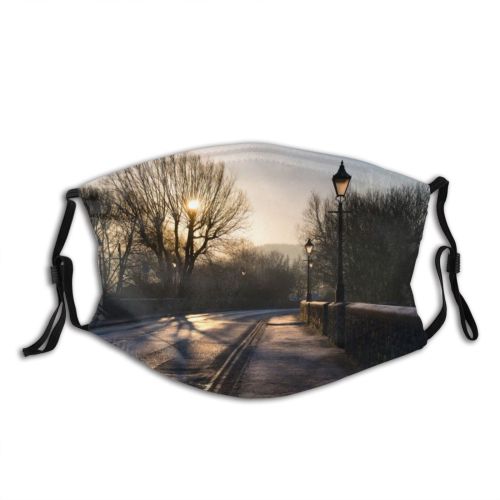 yanfind Dawn Glowing Abingdon Frost Medieval Thames Leaf Riverbank Glass Tranquility Bare Built Dust Washable Reusable Filter and Reusable Mouth Warm Windproof Cotton Face