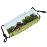 yanfind Rural Grassland Barn Ranch Landscape Lot Barn Grass Area Pasture Scene Land Dust Washable Reusable Filter and Reusable Mouth Warm Windproof Cotton Face