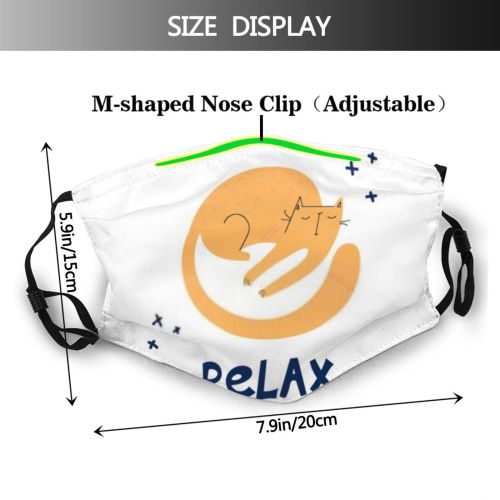 yanfind Isolated Typographic Cat Quotes Cute British Trendy Kid Doodle Simple Relax Scottish Dust Washable Reusable Filter and Reusable Mouth Warm Windproof Cotton Face