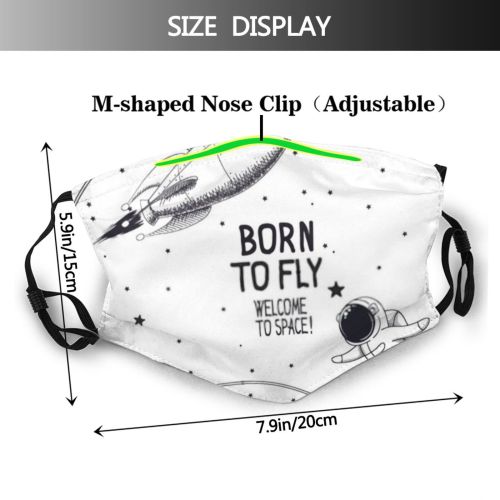 yanfind Adventure Childish Spaceman Cute Comic Cosmonaut Cosmic Infinity Spacewalk Child Galactic Deep Dust Washable Reusable Filter and Reusable Mouth Warm Windproof Cotton Face