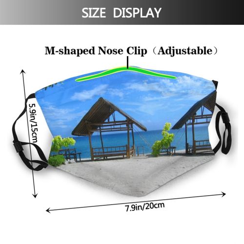yanfind Sand Beach Sky Leisure Vacation Ocean Tree Tropics Sand Sun Tourism Beach Dust Washable Reusable Filter and Reusable Mouth Warm Windproof Cotton Face