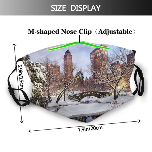 yanfind Public Central Skyscraper Four Manhattan Seasons District Built Snow City Architecture York Dust Washable Reusable Filter and Reusable Mouth Warm Windproof Cotton Face