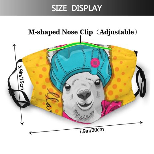 yanfind Elegant Picture Cute Imagery Cap Wildlife Attire Cloth Elegance Llama Foal Design Dust Washable Reusable Filter and Reusable Mouth Warm Windproof Cotton Face
