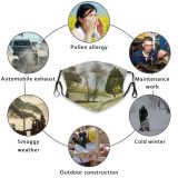 yanfind Idyllic Perspective Mountain Road Daytime Tranquil Scenery Capped Mountains Tree Valley Snow Dust Washable Reusable Filter and Reusable Mouth Warm Windproof Cotton Face
