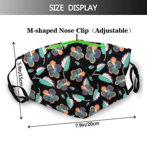 yanfind Hawaiian Fashion Multicolored Cute Hawaii Colorful Seamless Tahiti Summer Flowers Plumeria Blossom Dust Washable Reusable Filter and Reusable Mouth Warm Windproof Cotton Face