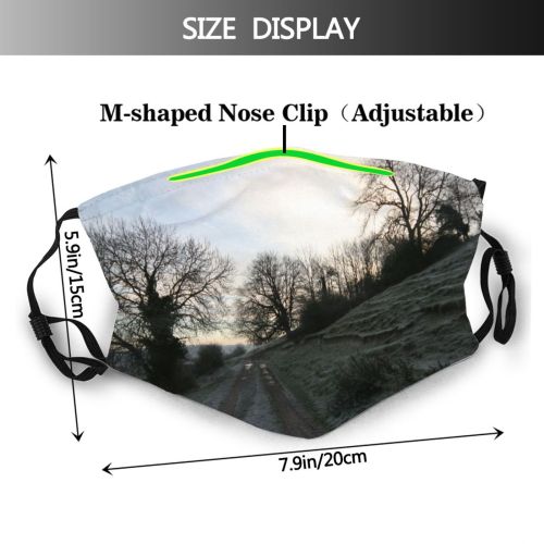 yanfind Frost Landscape Sky Tree Branch Morning Winter Natural Freezing Atmospheric Road Snow Dust Washable Reusable Filter and Reusable Mouth Warm Windproof Cotton Face