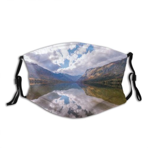 yanfind Idyllic Reflection Clouds Tranquil Scenic River Scenery Sky Mountains Dust Washable Reusable Filter and Reusable Mouth Warm Windproof Cotton Face