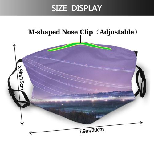 yanfind Igniting East Sunset Airport Landscape Commercial Majestic Sichuan Tranquility Tree Scene Night Dust Washable Reusable Filter and Reusable Mouth Warm Windproof Cotton Face