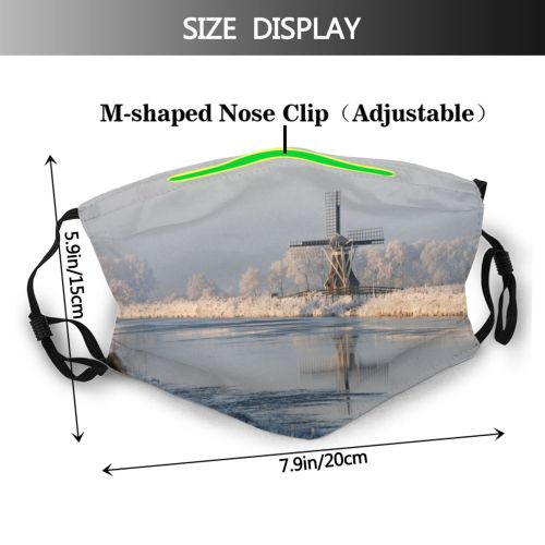 yanfind Winter Winter Natural Atmospheric Landscape Sky Ice Ice Snow Mill Trees Freezing Dust Washable Reusable Filter and Reusable Mouth Warm Windproof Cotton Face