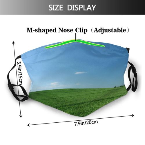 yanfind Field Summer Sky Meadow Tree Landscapes Grassland Spring Sky Grass Field Landscape Dust Washable Reusable Filter and Reusable Mouth Warm Windproof Cotton Face