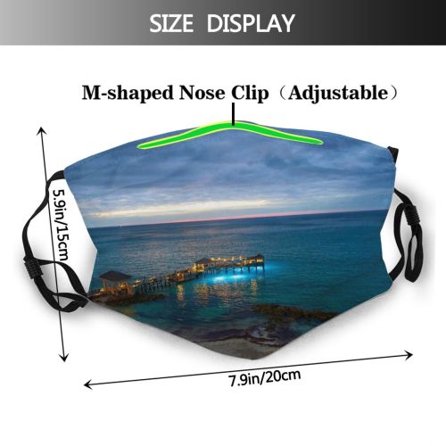 yanfind Idyllic Shore Oceanside Seaside Dawn Sea Clouds Beach Surf Scenery Paradise Ripples Dust Washable Reusable Filter and Reusable Mouth Warm Windproof Cotton Face