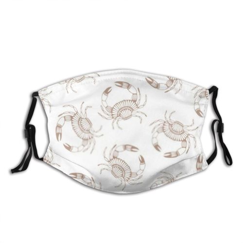 yanfind Isolated Decor Life Vacation Cute Seamless Seafood Fauna Summer Ornament Design Beach Dust Washable Reusable Filter and Reusable Mouth Warm Windproof Cotton Face