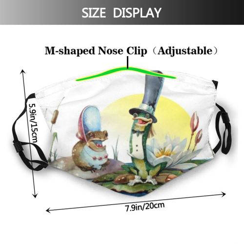 yanfind Isolated Cute Easter Lily Frog Lilies Flowers Vintage Grass Design Beautiful Toad Dust Washable Reusable Filter and Reusable Mouth Warm Windproof Cotton Face